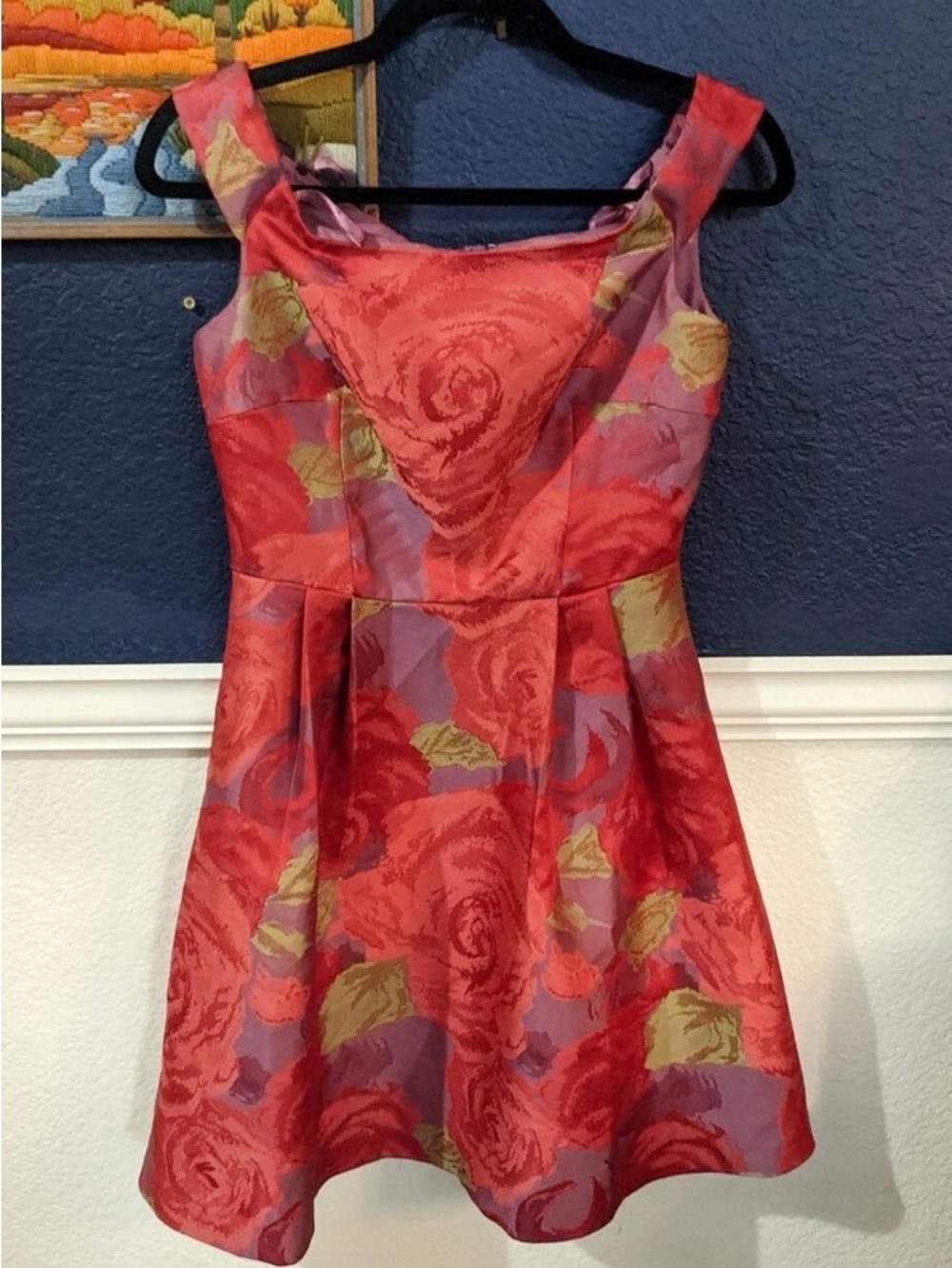 $249 Adrianna Papell Embroidered Colorful Floral Mini Cocktail Dress Size 10